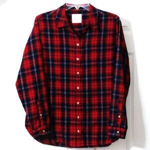 JACHS Girlfriend Women's RED Medium Plaid Long Sleeve Button Down Flannel Shirt